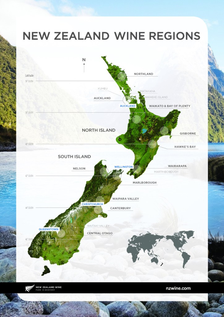 Bản đồ Vùng Trồng Nho Newzealand
